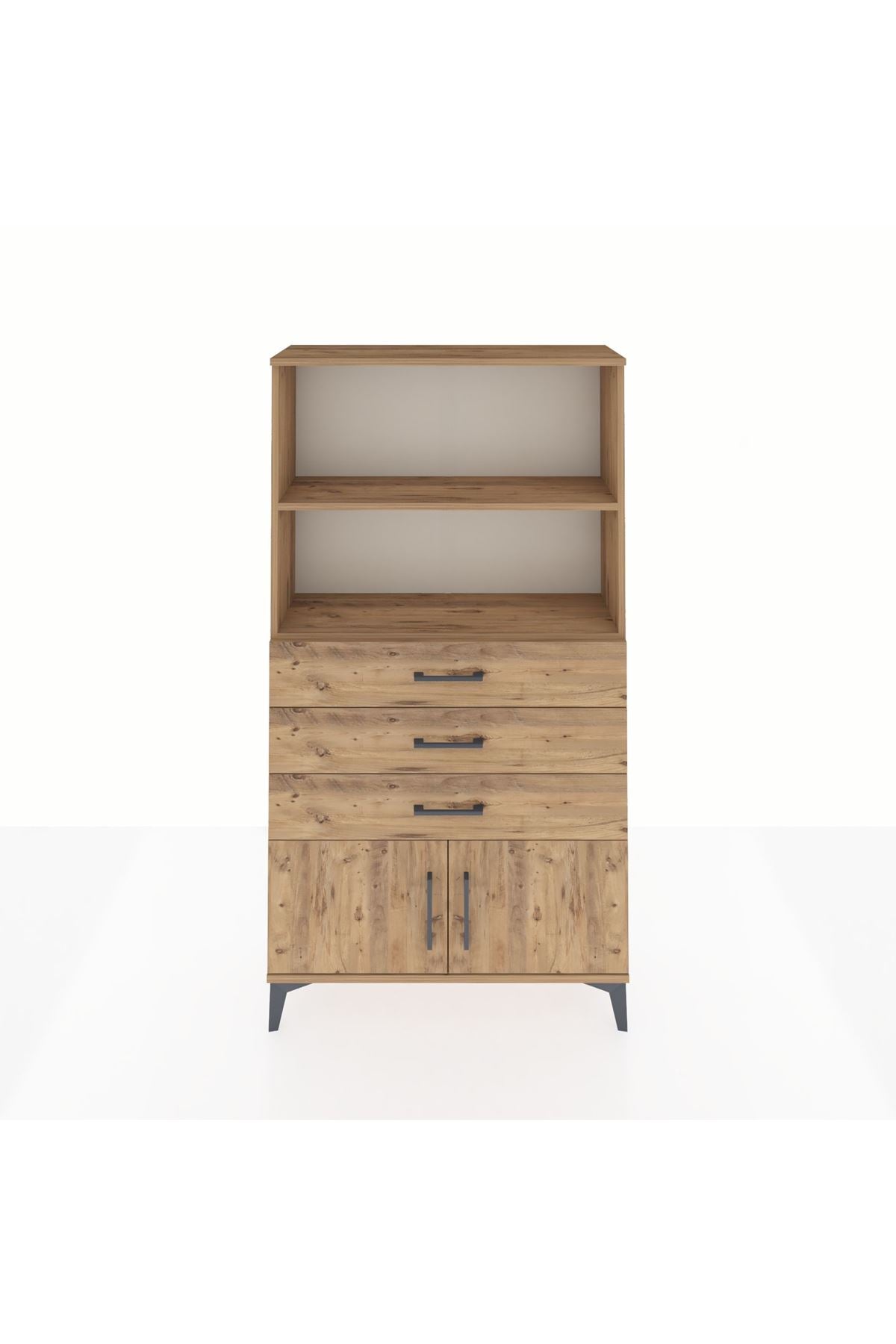 Arges Dolap 2 Raflı 3 Çekmeceli 2 Kapaklı 88x30x163 - S21M088V9A