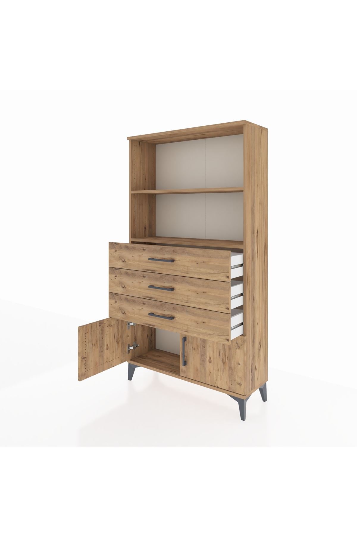Arges Dolap 2 Raflı 3 Çekmeceli 2 Kapaklı 88x30x163 - S21M088V9A