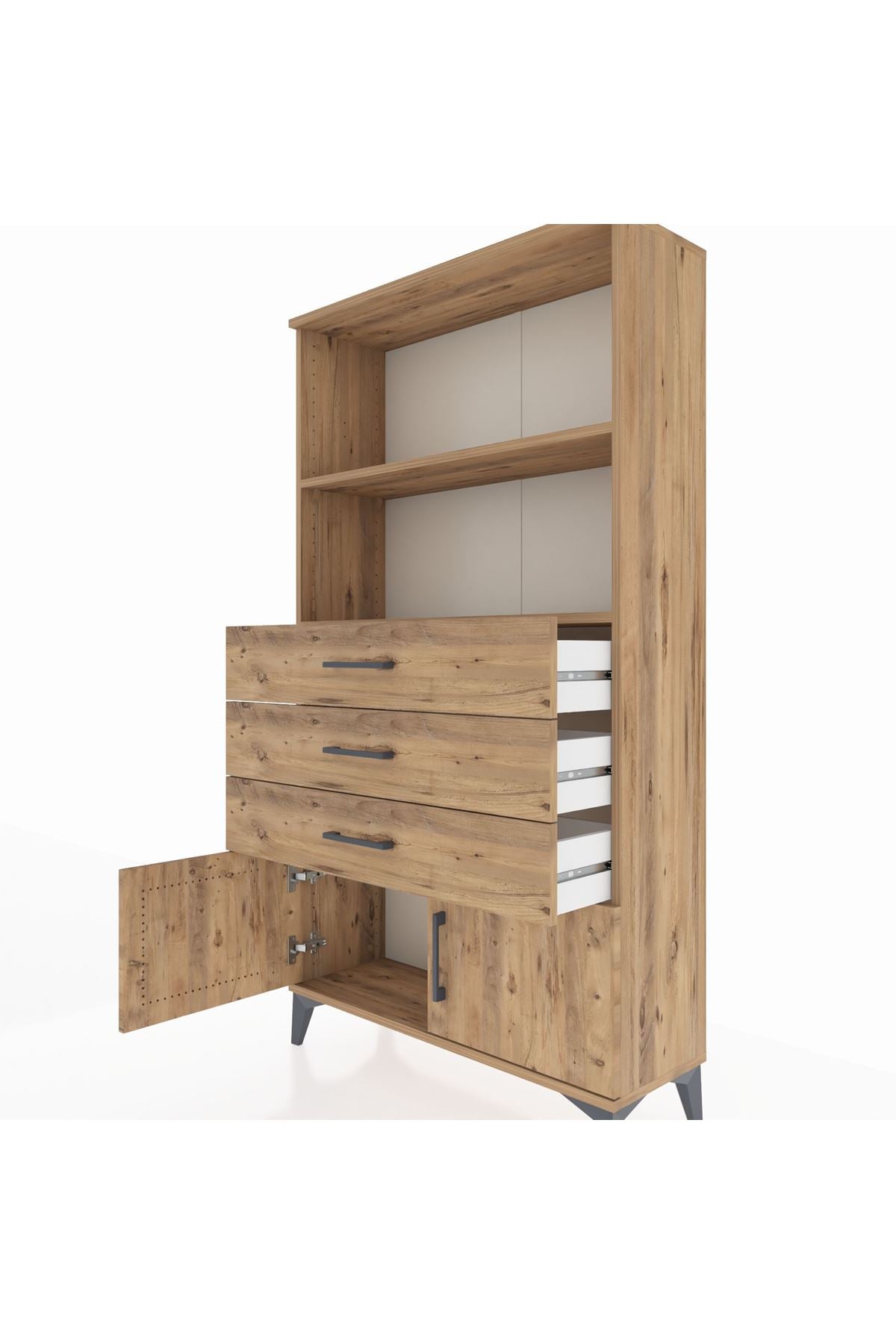 Arges Dolap 2 Raflı 3 Çekmeceli 2 Kapaklı 88x30x163 - S21M088V9A