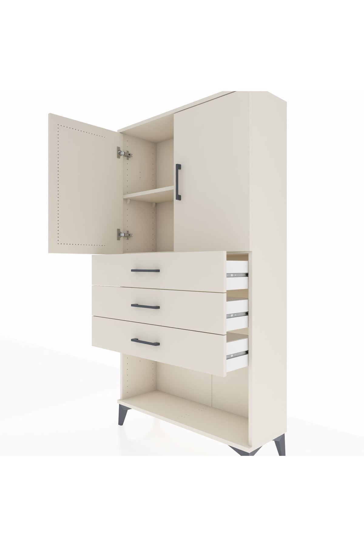 Arges Dolap 2 Raflı 3 Çekmeceli 2 Kapaklı 88x30x163 - S21M089V1A