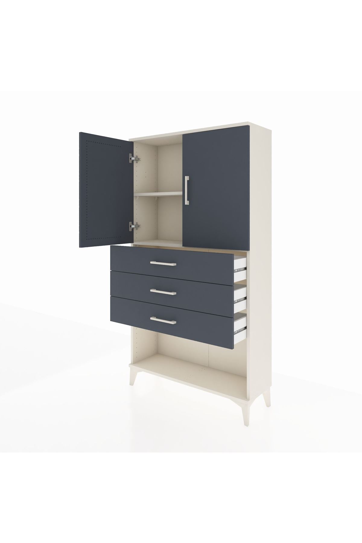 Arges Dolap 2 Raflı 3 Çekmeceli 2 Kapaklı 88x30x163 - S21M089V2A