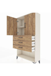 Arges Dolap 2 Raflı 3 Çekmeceli 2 Kapaklı 88x30x163 - S21M089V3A