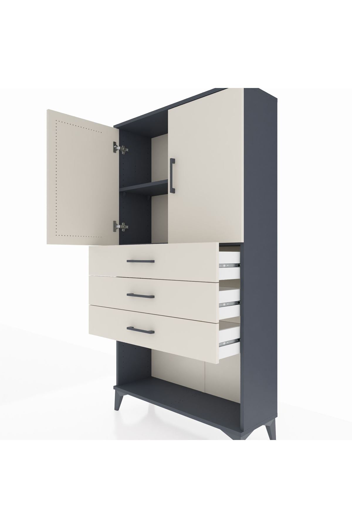 Arges Dolap 2 Raflı 3 Çekmeceli 2 Kapaklı 88x30x163 - S21M089V4A
