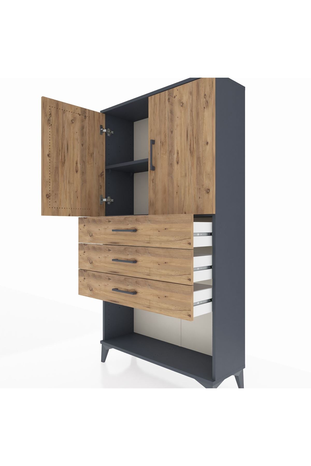 Arges Dolap 2 Raflı 3 Çekmeceli 2 Kapaklı 88x30x163 - S21M089V6A