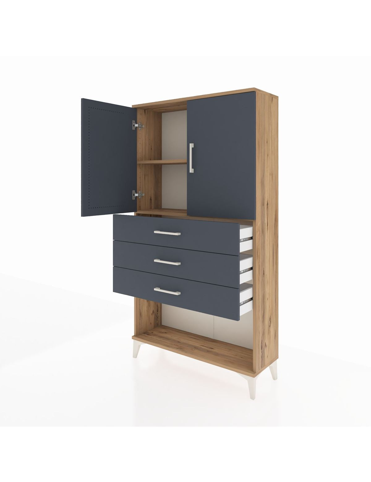Arges Dolap 2 Raflı 3 Çekmeceli 2 Kapaklı 88x30x163 - S21M089V8A