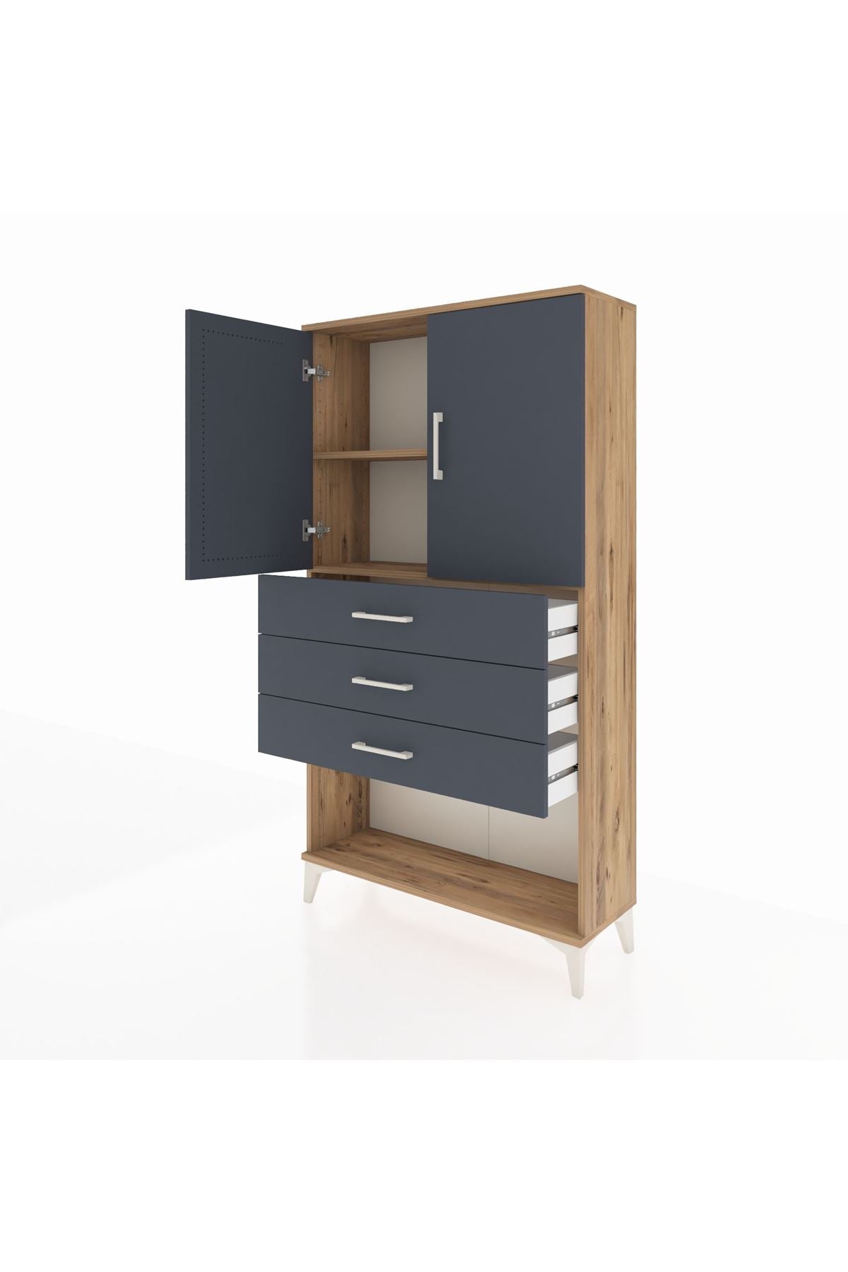 Arges Dolap 2 Raflı 3 Çekmeceli 2 Kapaklı 88x30x163 - S21M089V8A