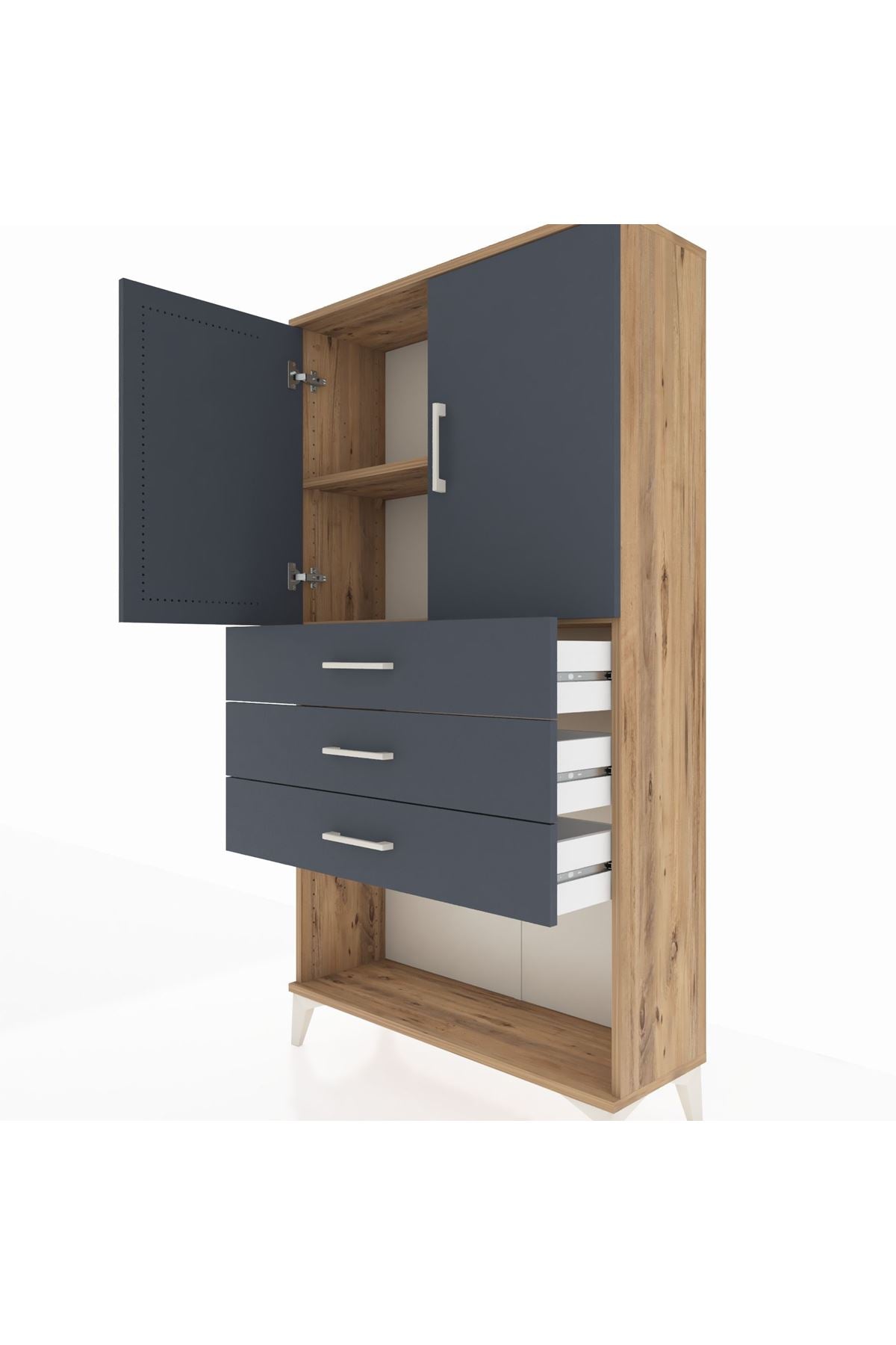 Arges Dolap 2 Raflı 3 Çekmeceli 2 Kapaklı 88x30x163 - S21M089V8A