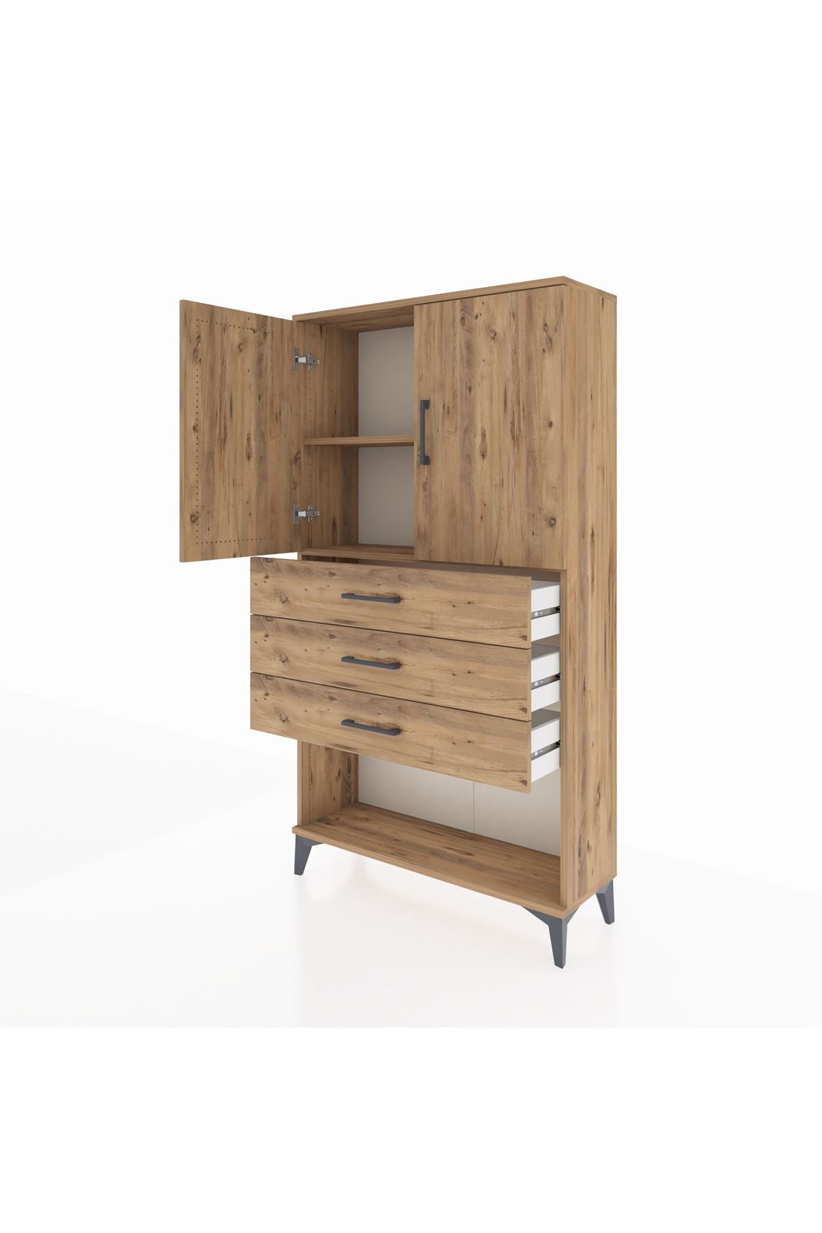 Arges Dolap 2 Raflı 3 Çekmeceli 2 Kapaklı 88x30x163 - S21M089V9A