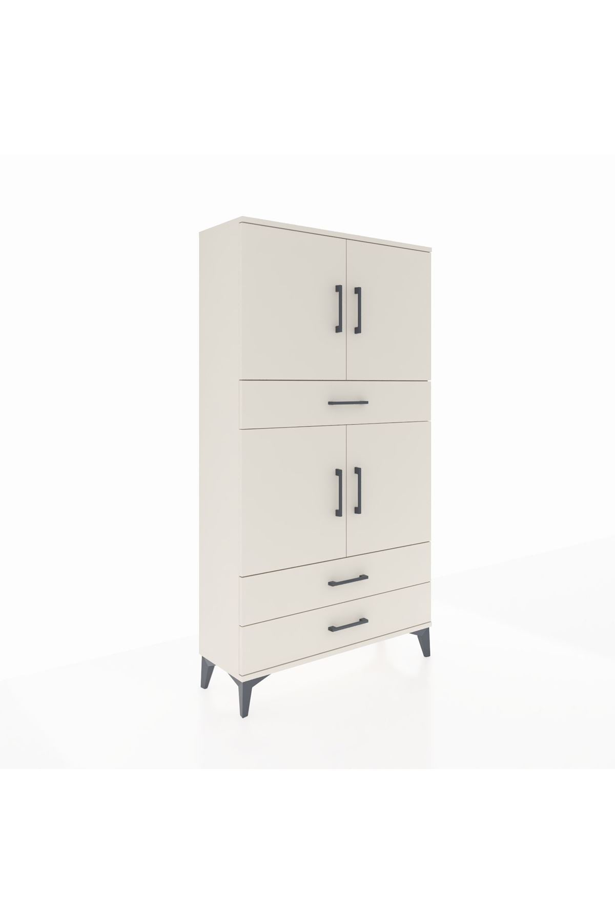 Arges Dolap 4 Raflı 3 Çekmeceli 4 Kapaklı 88x30x163 - S21M091V1A