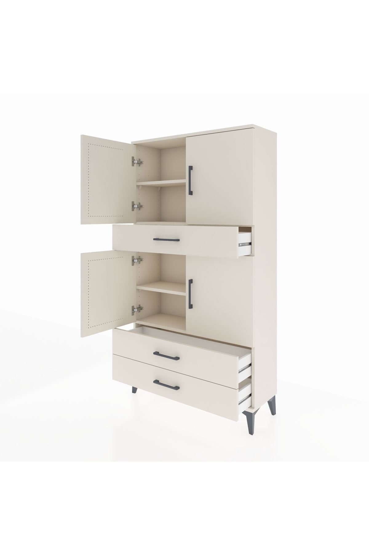 Arges Dolap 4 Raflı 3 Çekmeceli 4 Kapaklı 88x30x163 - S21M091V1A