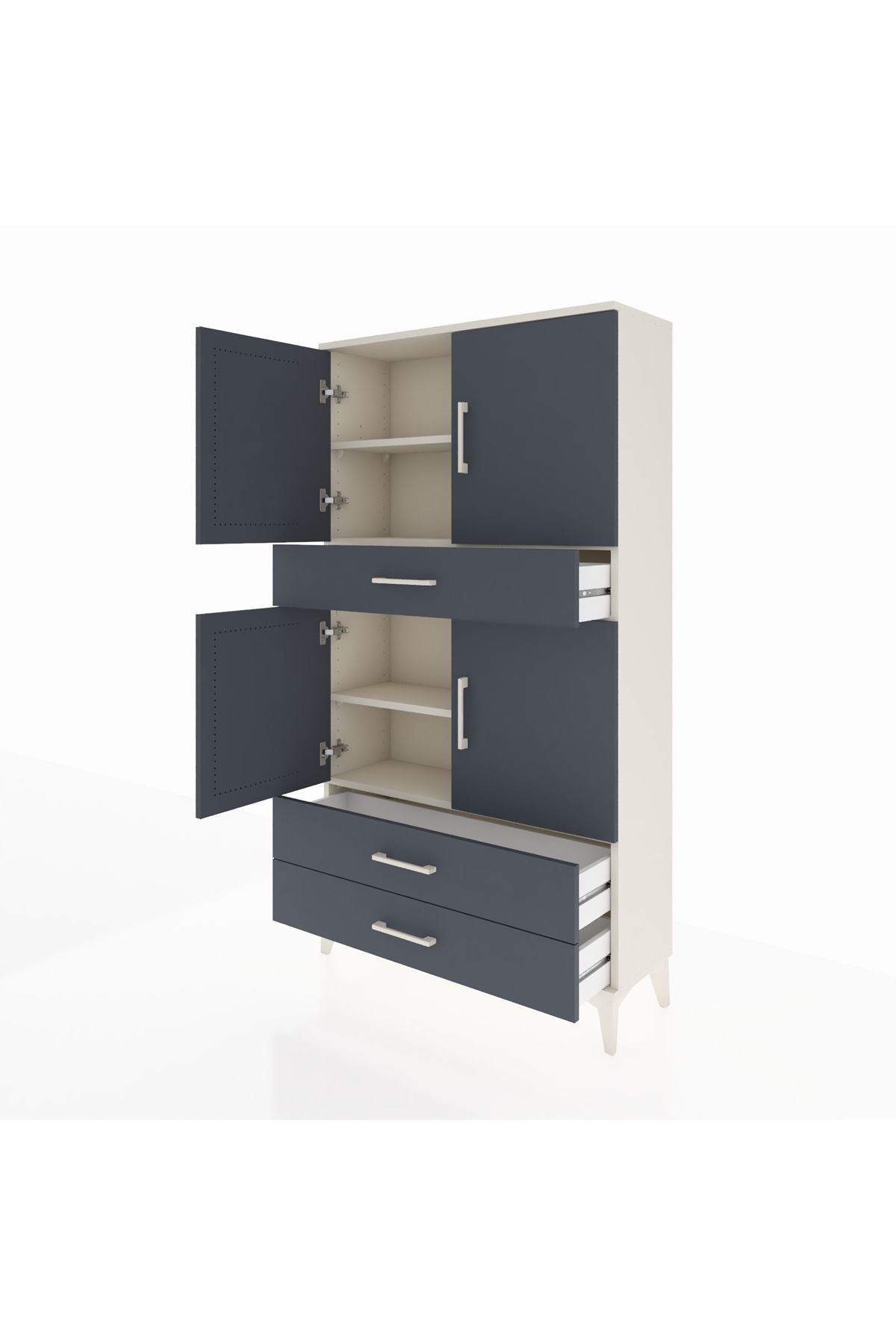 Arges Dolap 4 Raflı 3 Çekmeceli 4 Kapaklı 88x30x163 - S21M091V2A