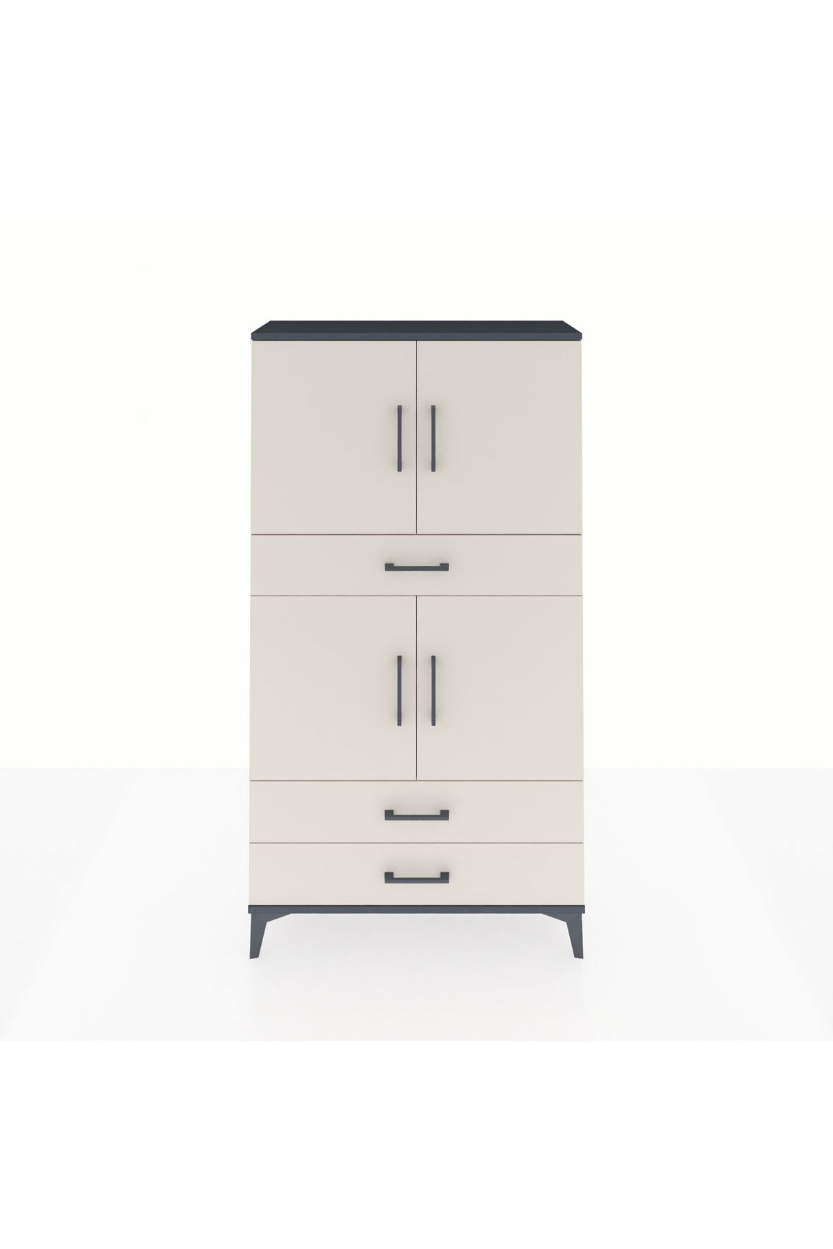 Arges Dolap 4 Raflı 3 Çekmeceli 4 Kapaklı 88x30x163 - S21M091V4A
