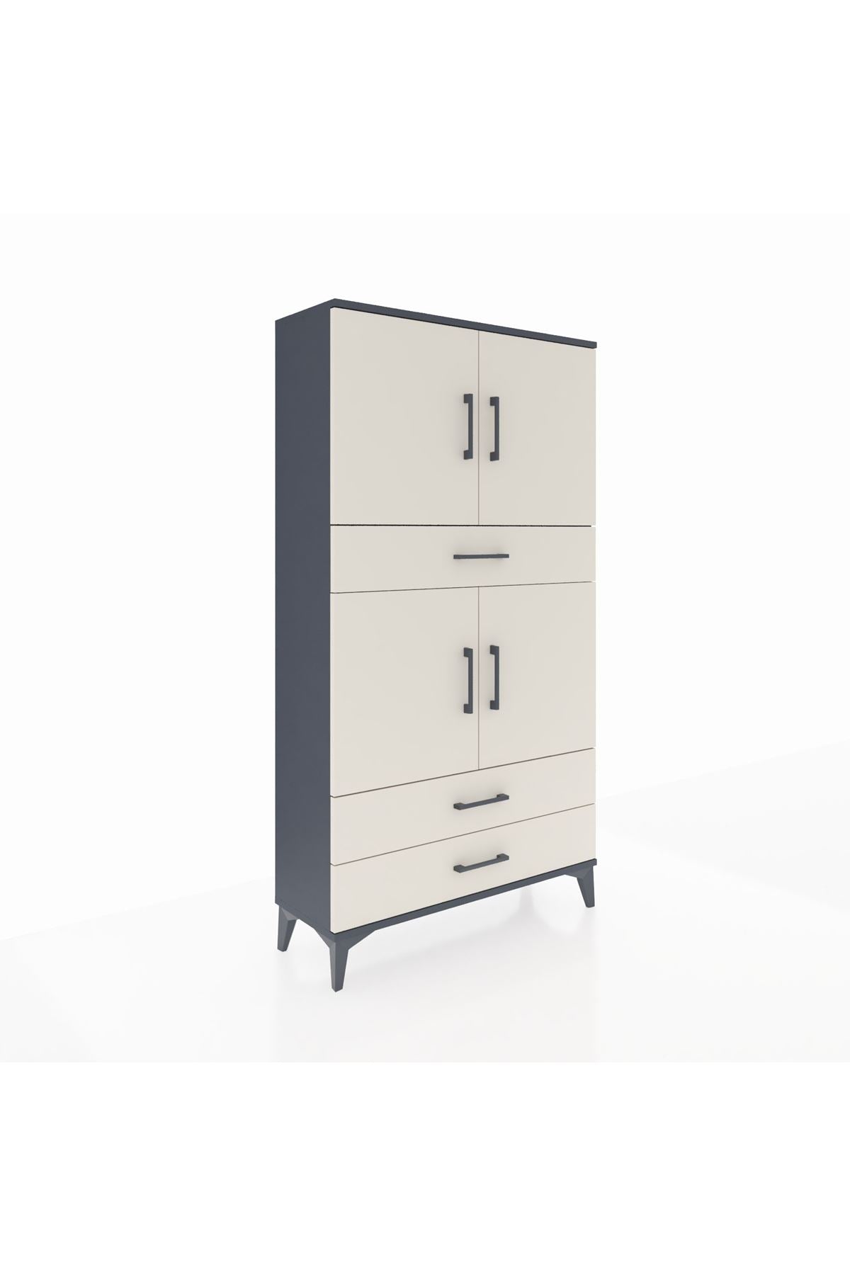 Arges Dolap 4 Raflı 3 Çekmeceli 4 Kapaklı 88x30x163 - S21M091V4A