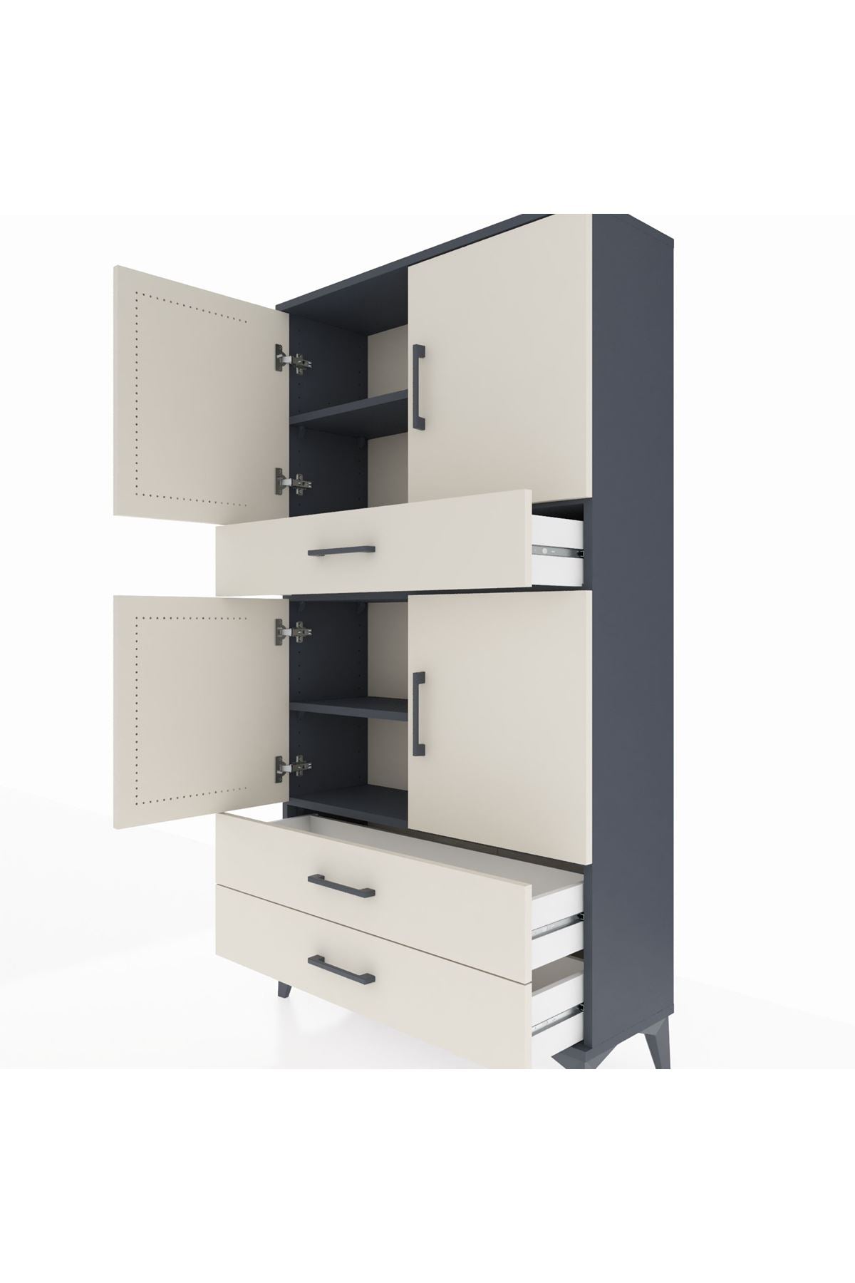 Arges Dolap 4 Raflı 3 Çekmeceli 4 Kapaklı 88x30x163 - S21M091V4A