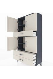 Arges Dolap 4 Raflı 3 Çekmeceli 4 Kapaklı 88x30x163 - S21M091V4A