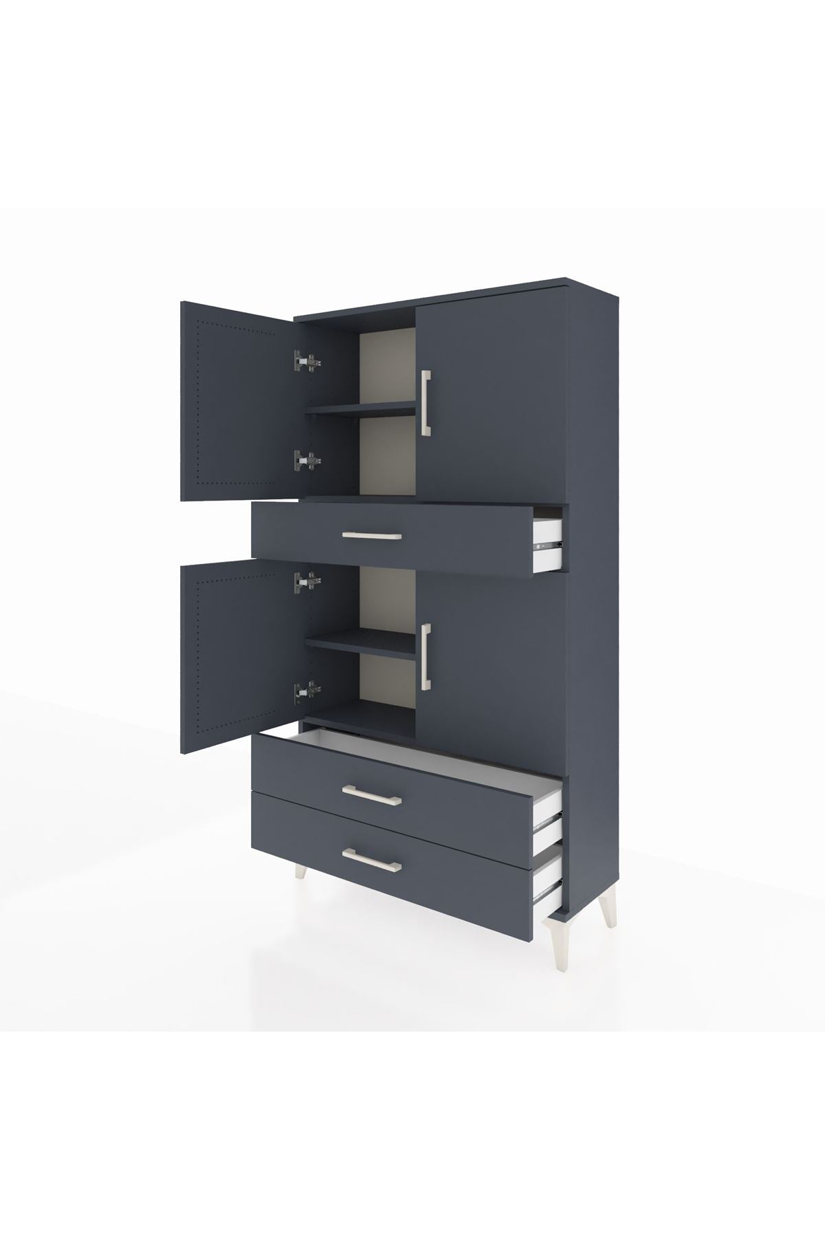 Arges Dolap 4 Raflı 3 Çekmeceli 4 Kapaklı 88x30x163 - S21M091V5A