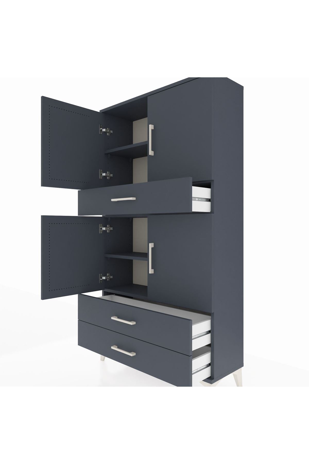 Arges Dolap 4 Raflı 3 Çekmeceli 4 Kapaklı 88x30x163 - S21M091V5A