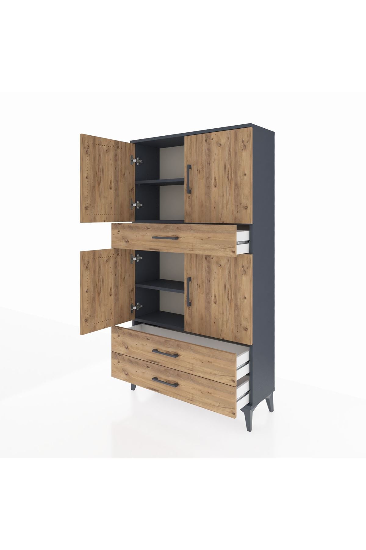 Arges Dolap 4 Raflı 3 Çekmeceli 4 Kapaklı 88x30x163 - S21M091V6A
