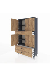 Arges Dolap 4 Raflı 3 Çekmeceli 4 Kapaklı 88x30x163 - S21M091V6A