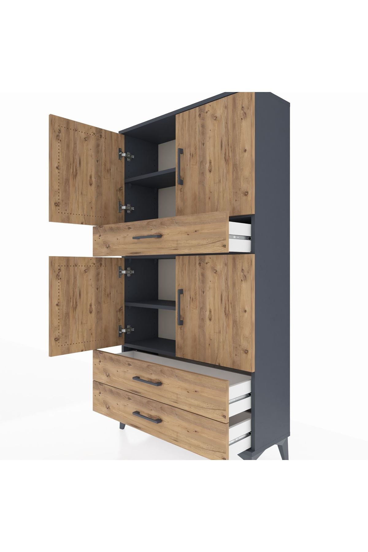 Arges Dolap 4 Raflı 3 Çekmeceli 4 Kapaklı 88x30x163 - S21M091V6A