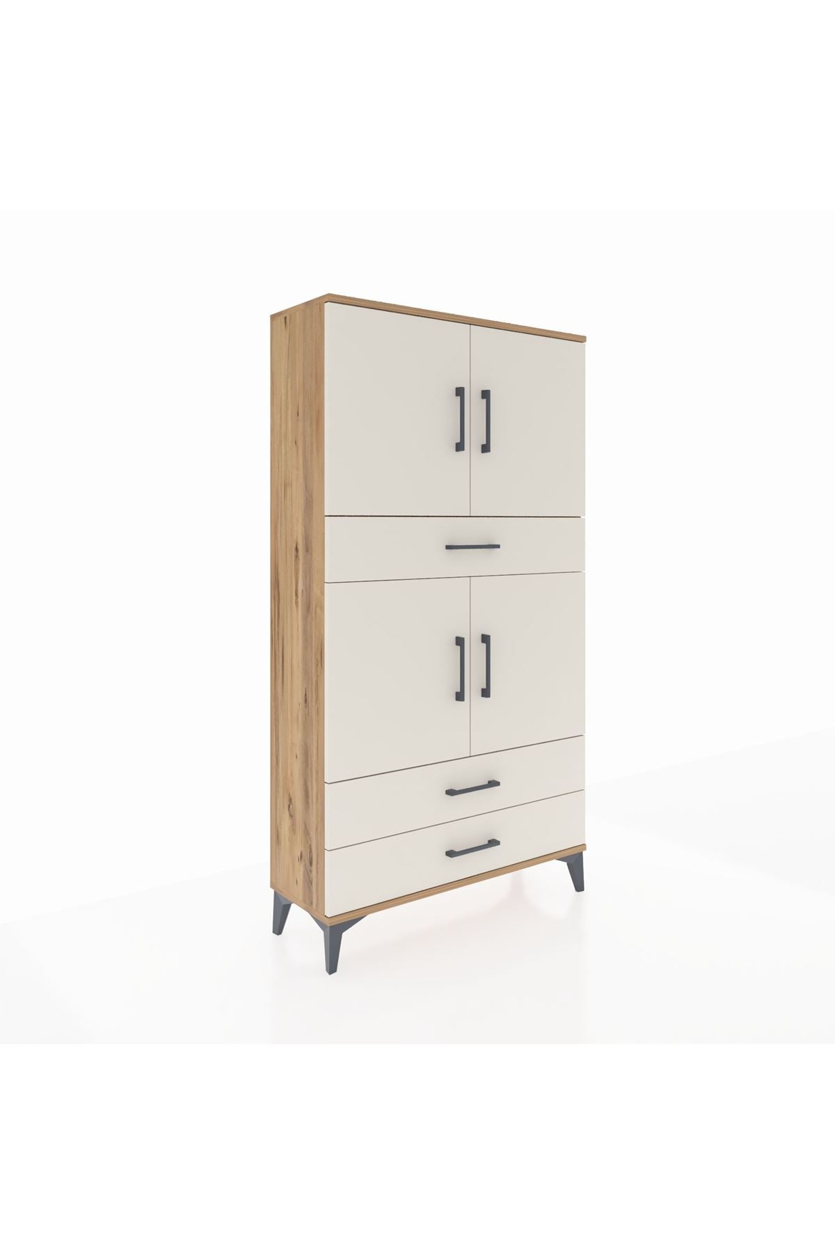 Arges Dolap 4 Raflı 3 Çekmeceli 4 Kapaklı 88x30x163 - S21M091V7A