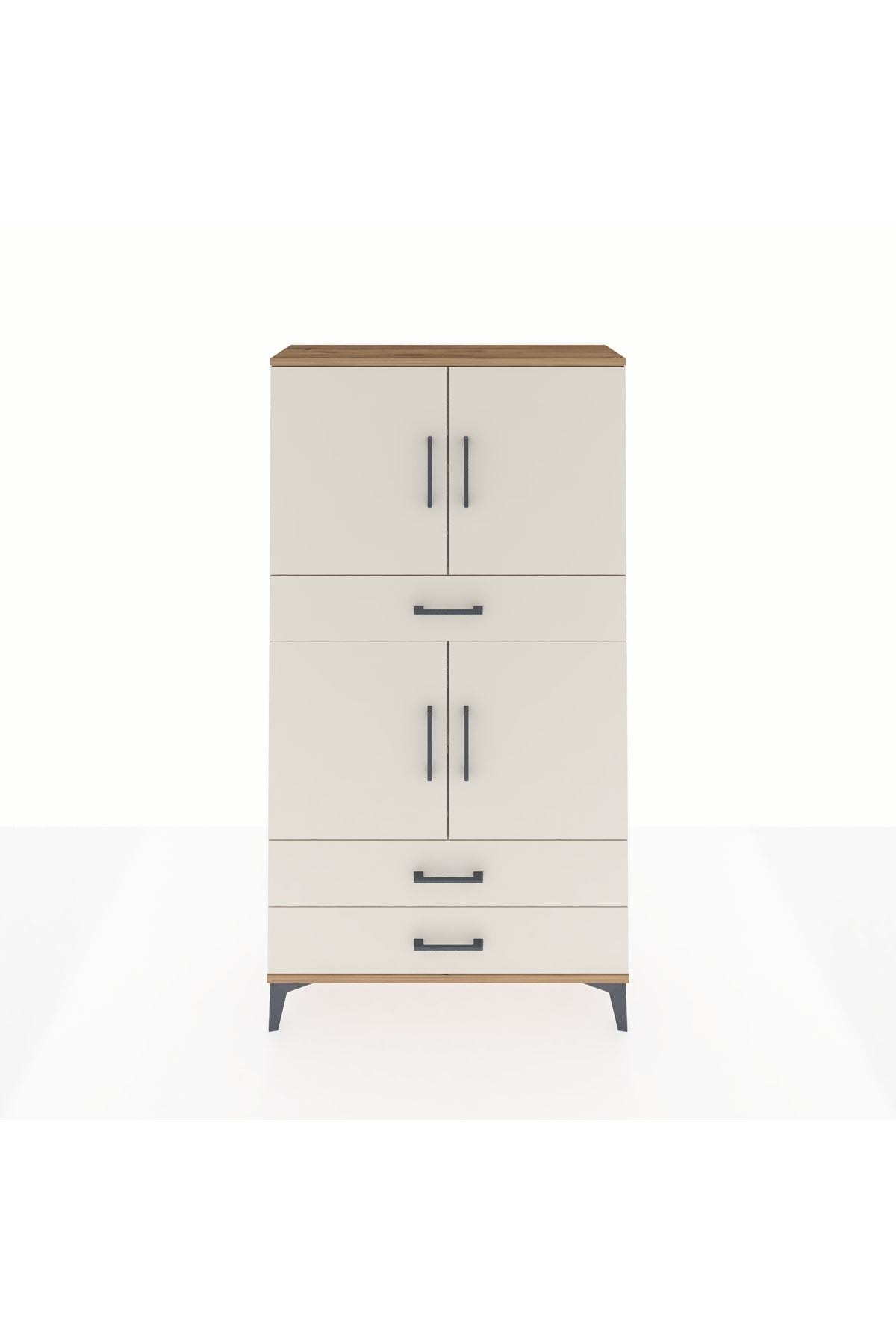 Arges Dolap 4 Raflı 3 Çekmeceli 4 Kapaklı 88x30x163 - S21M091V7A