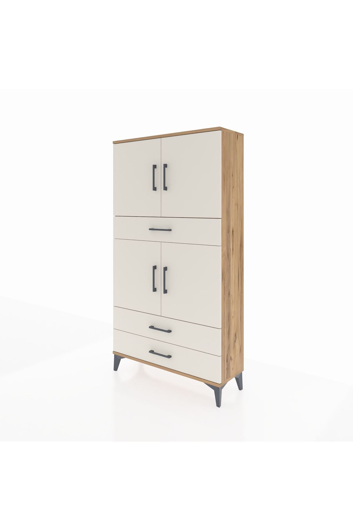 Arges Dolap 4 Raflı 3 Çekmeceli 4 Kapaklı 88x30x163 - S21M091V7A