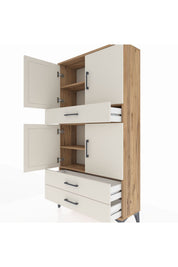Arges Dolap 4 Raflı 3 Çekmeceli 4 Kapaklı 88x30x163 - S21M091V7A