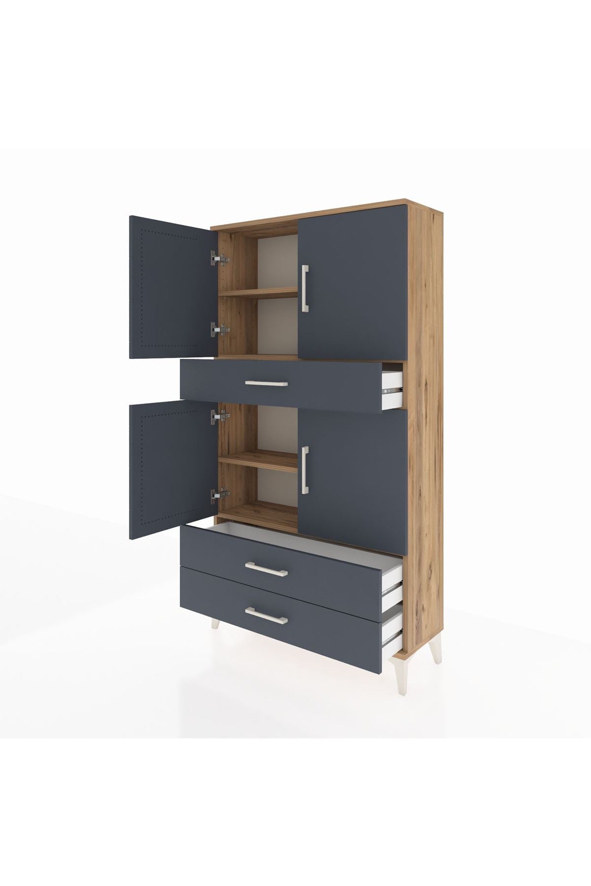 Arges Dolap 4 Raflı 3 Çekmeceli 4 Kapaklı 88x30x163 - S21M091V8A