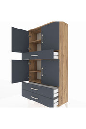 Arges Dolap 4 Raflı 3 Çekmeceli 4 Kapaklı 88x30x163 - S21M091V8A
