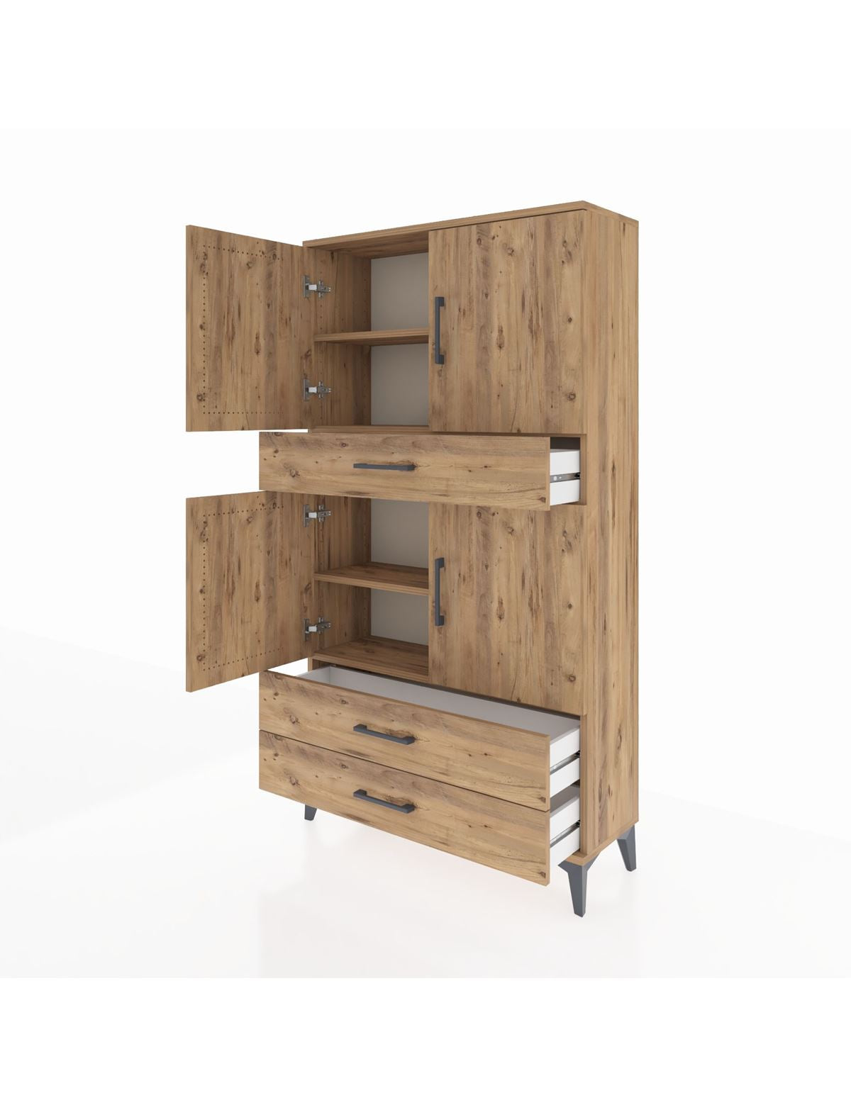 Arges Dolap 4 Raflı 3 Çekmeceli 4 Kapaklı 88x30x163 - S21M091V9A