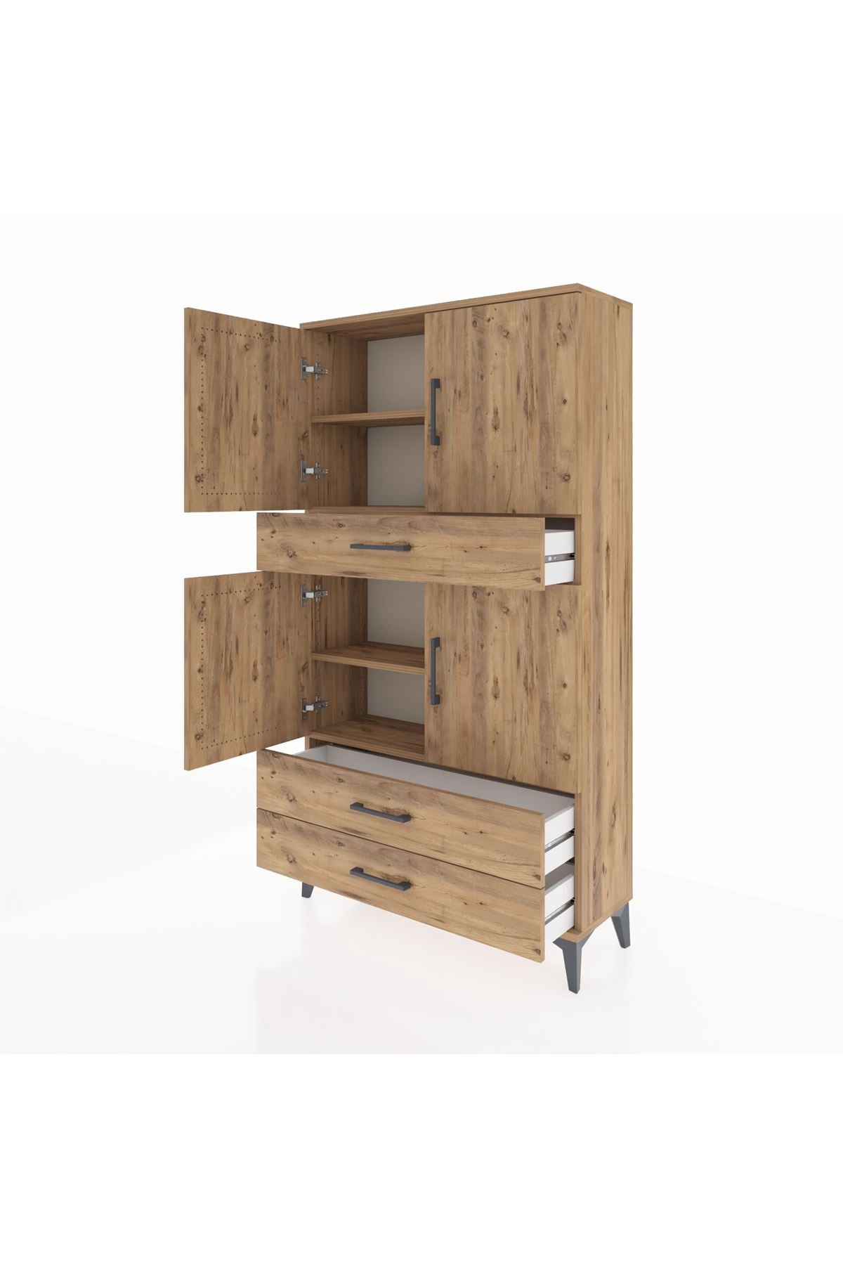 Arges Dolap 4 Raflı 3 Çekmeceli 4 Kapaklı 88x30x163 - S21M091V9A