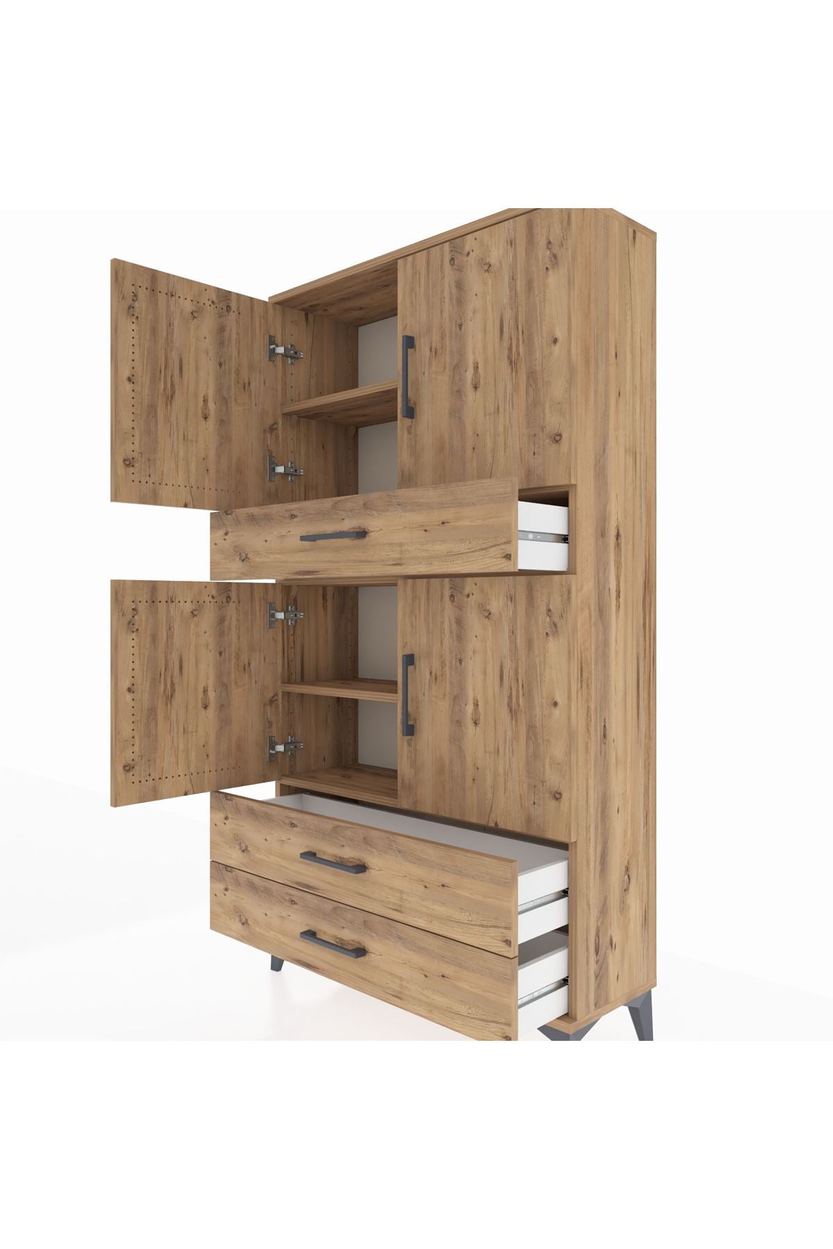 Arges Dolap 4 Raflı 3 Çekmeceli 4 Kapaklı 88x30x163 - S21M091V9A