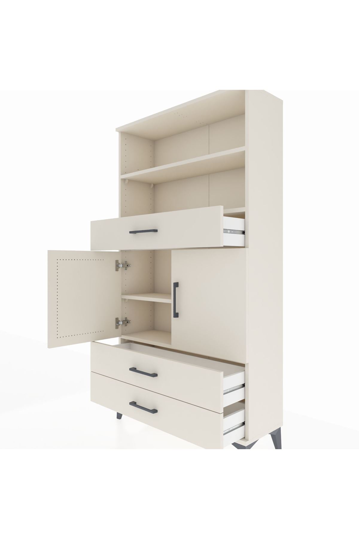 Arges Dolap 4 Raflı 3 Çekmeceli 2 Kapaklı 88x30x163 - S21M092V1A