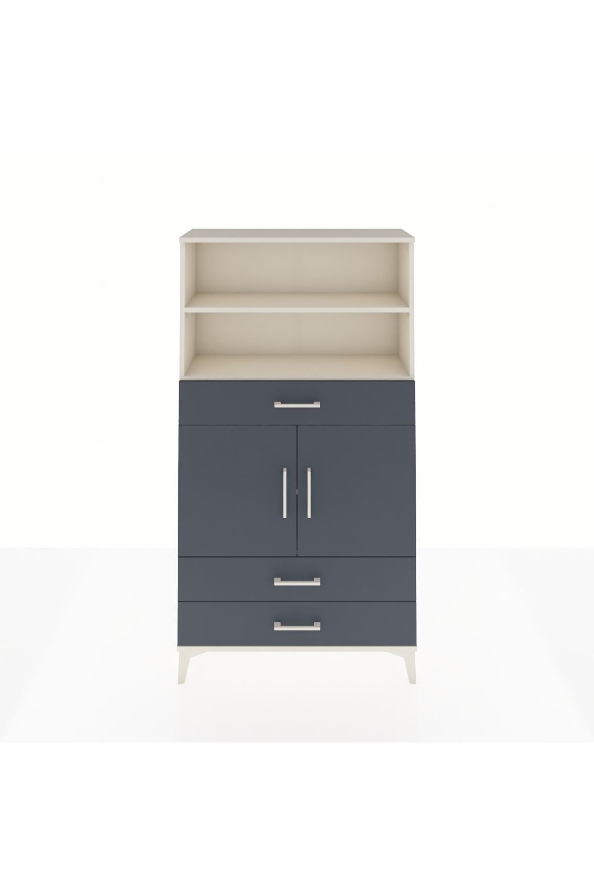Arges Dolap 4 Raflı 3 Çekmeceli 2 Kapaklı 88x30x163 - S21M092V2A