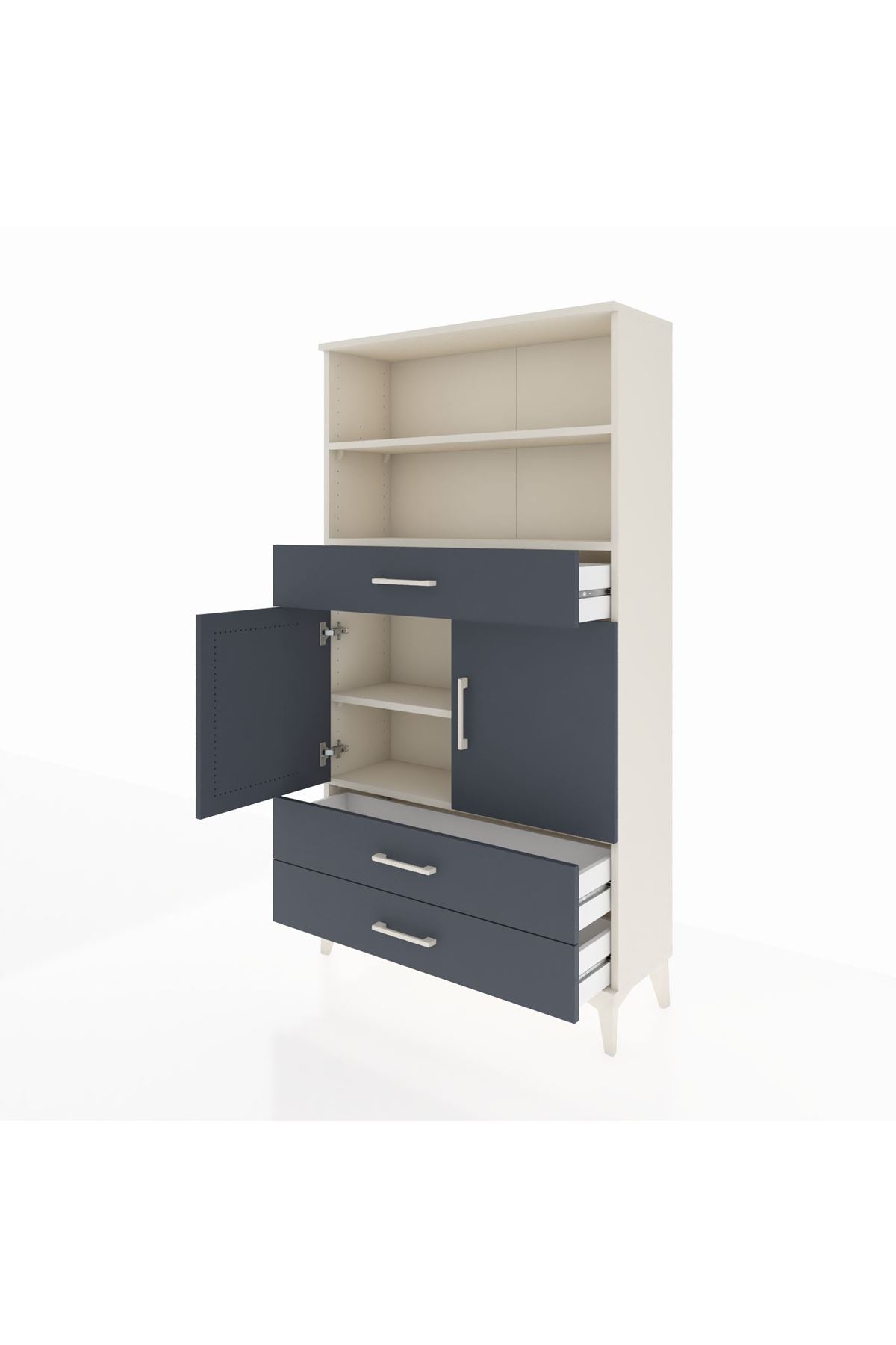 Arges Dolap 4 Raflı 3 Çekmeceli 2 Kapaklı 88x30x163 - S21M092V2A