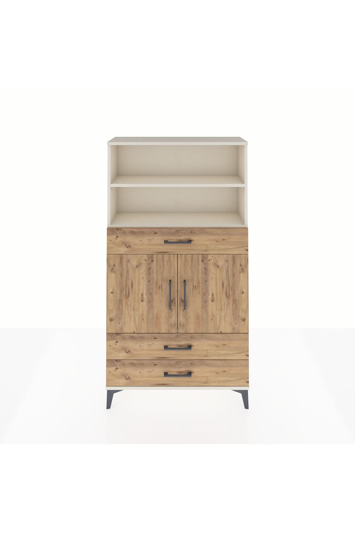 Arges Dolap 4 Raflı 3 Çekmeceli 2 Kapaklı 88x30x163 - S21M092V3A