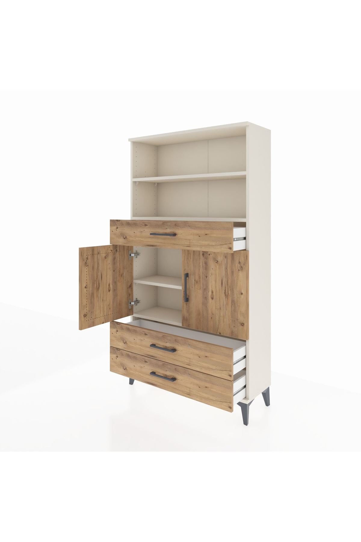 Arges Dolap 4 Raflı 3 Çekmeceli 2 Kapaklı 88x30x163 - S21M092V3A