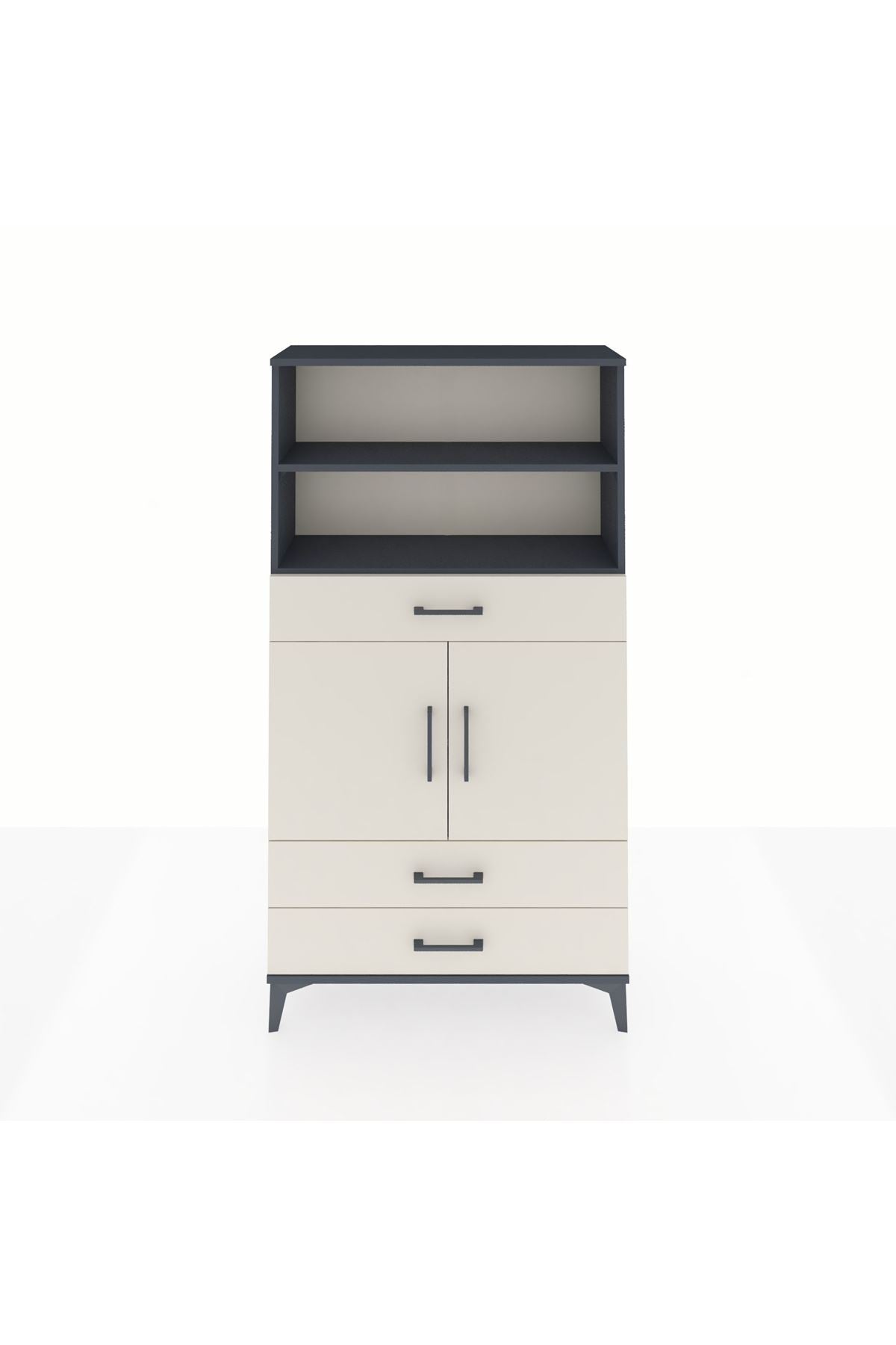 Arges Dolap 4 Raflı 3 Çekmeceli 2 Kapaklı 88x30x163 - S21M092V4A