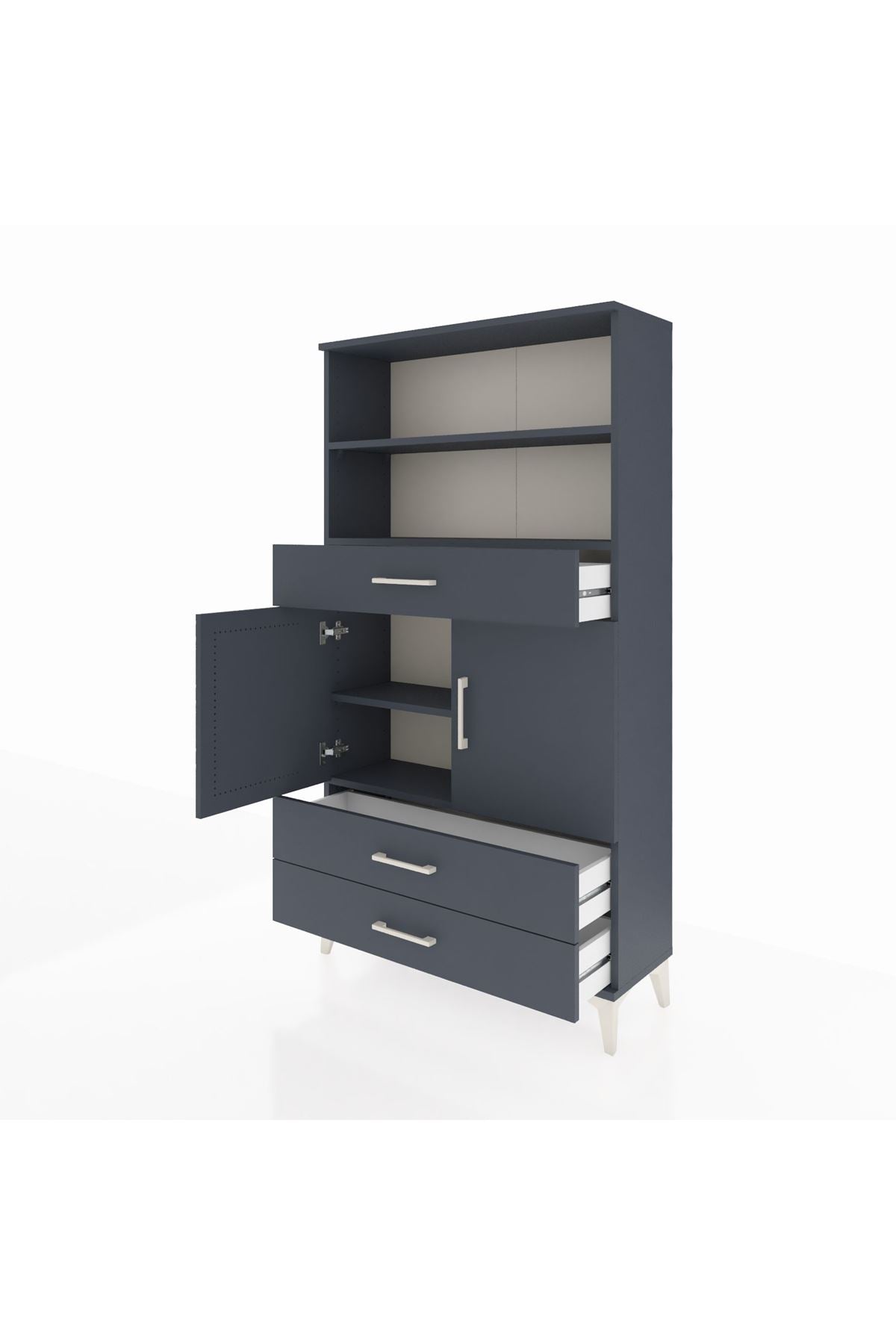 Arges Dolap 4 Raflı 3 Çekmeceli 2 Kapaklı 88x30x163 - S21M092V5A