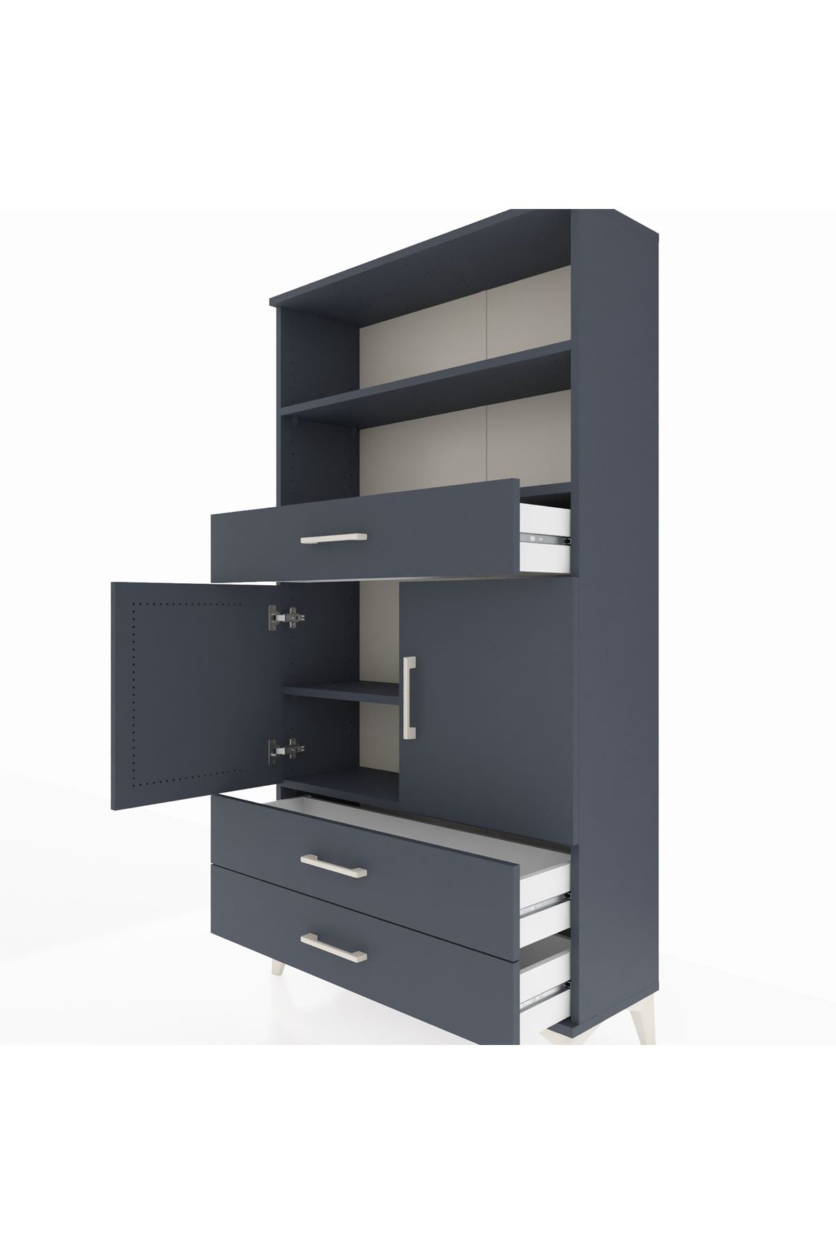 Arges Dolap 4 Raflı 3 Çekmeceli 2 Kapaklı 88x30x163 - S21M092V5A