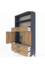 Arges Dolap 4 Raflı 3 Çekmeceli 2 Kapaklı 88x30x163 - S21M092V6A