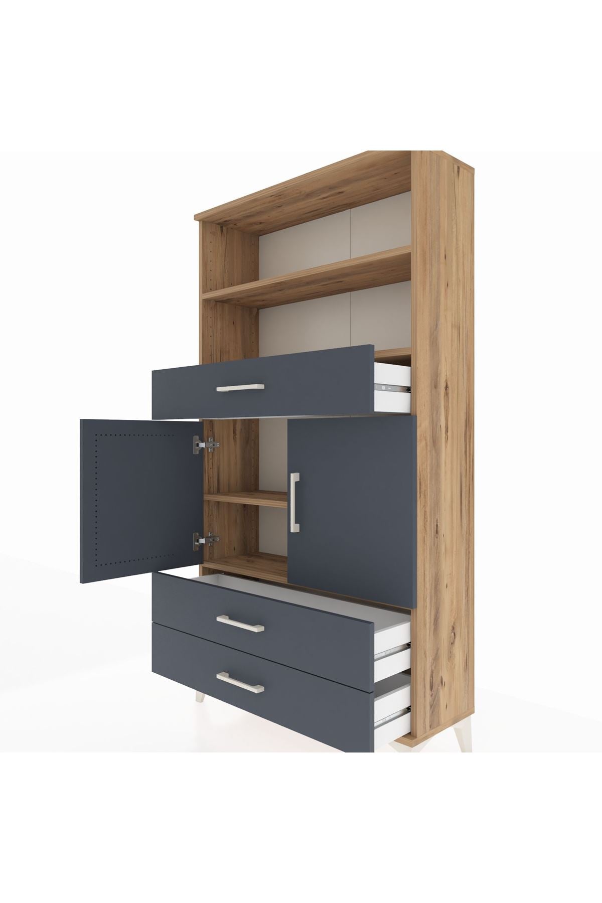 Arges Dolap 4 Raflı 3 Çekmeceli 2 Kapaklı 88x30x163 - S21M092V8A