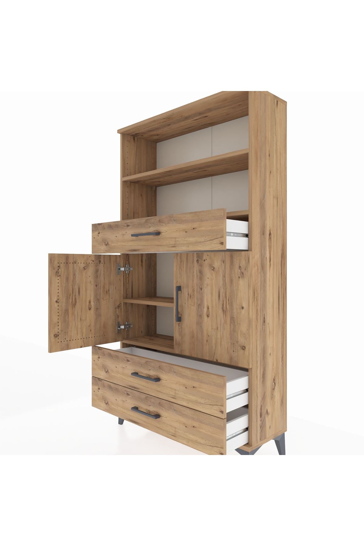 Arges Dolap 4 Raflı 3 Çekmeceli 2 Kapaklı 88x30x163 - S21M092V9A