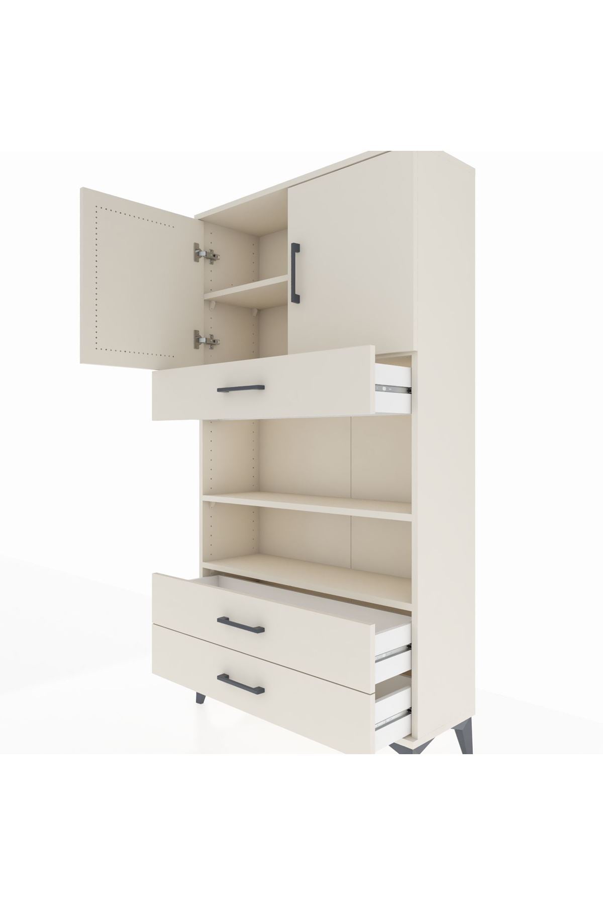 Arges Dolap 4 Raflı 3 Çekmeceli 2 Kapaklı 88x30x163 - S21M093V1A
