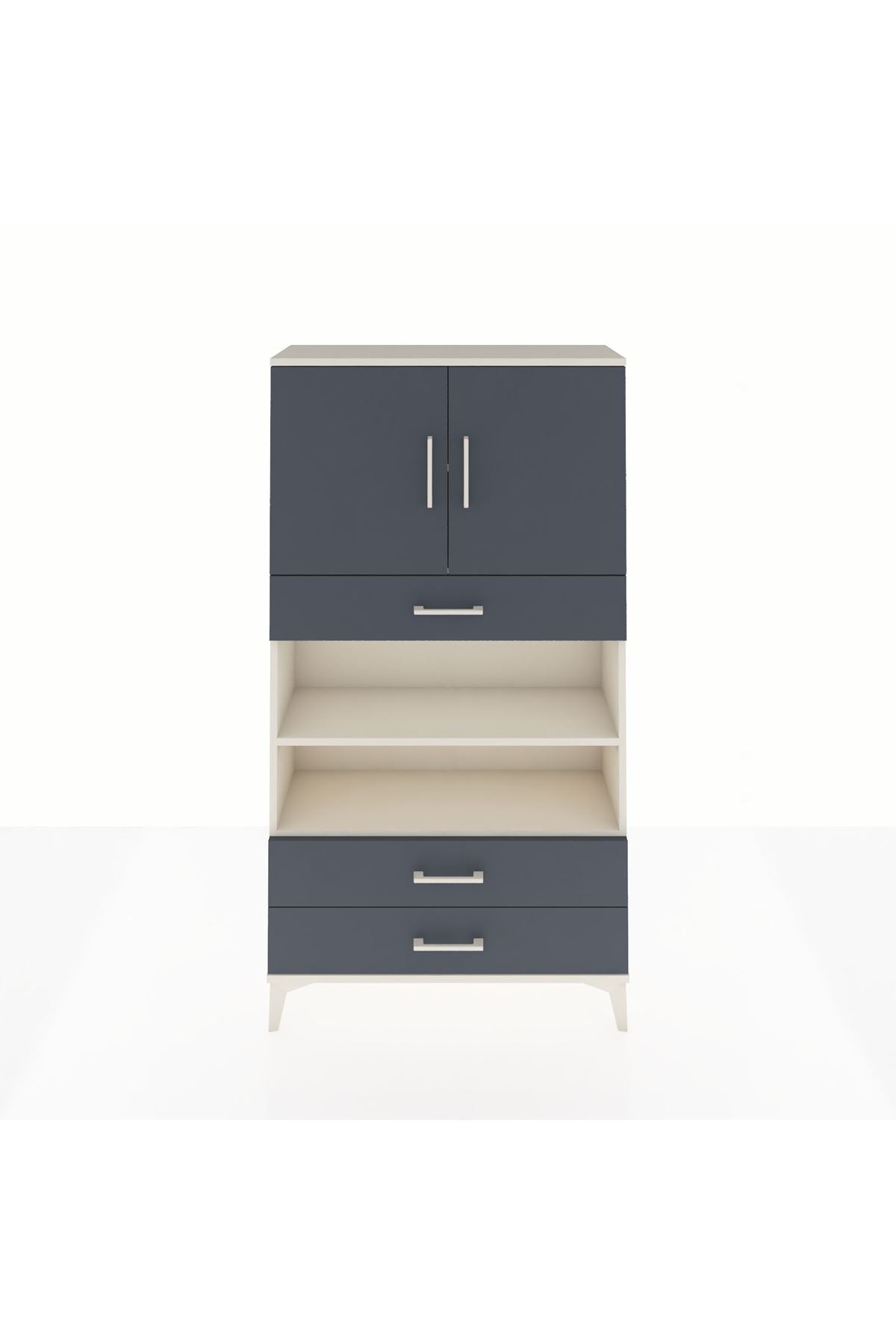 Arges Dolap 4 Raflı 3 Çekmeceli 2 Kapaklı 88x30x163 - S21M093V2A
