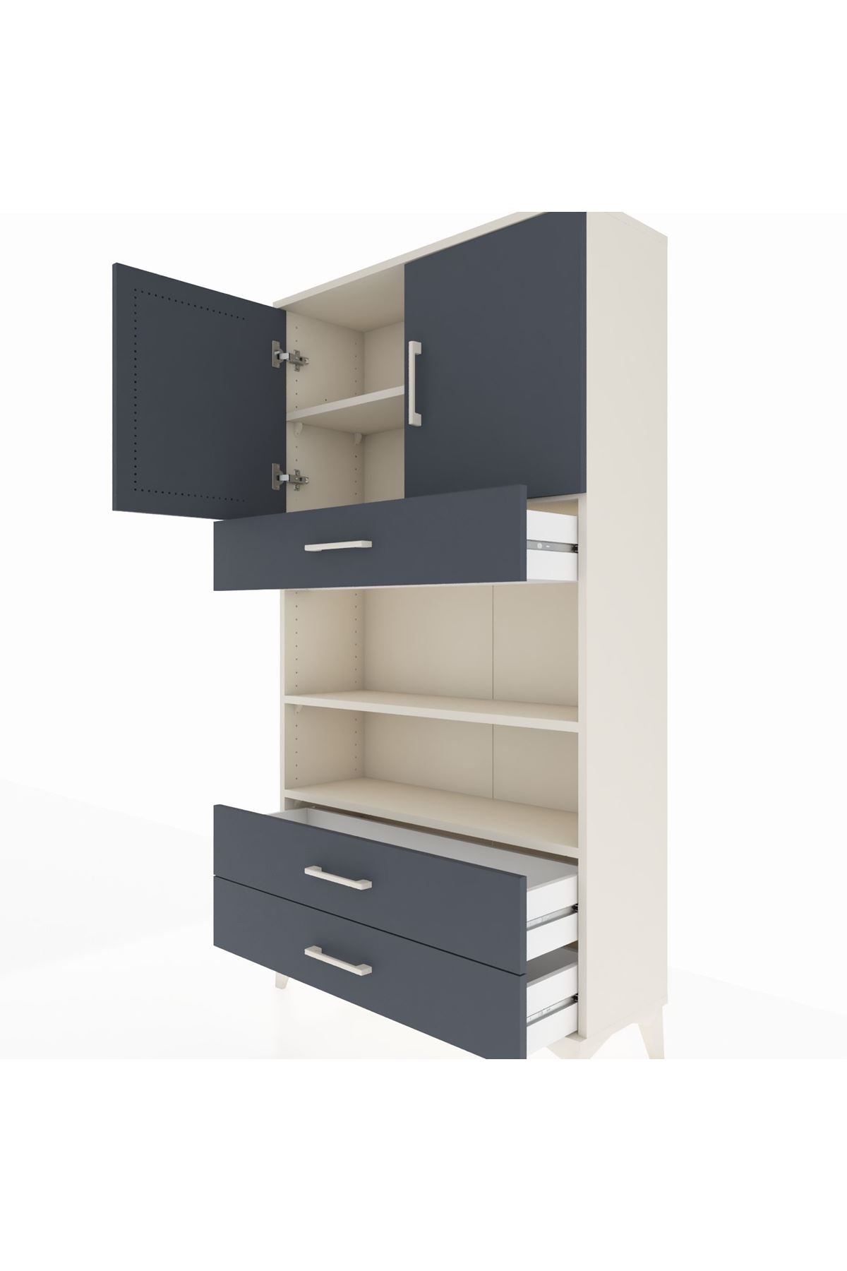 Arges Dolap 4 Raflı 3 Çekmeceli 2 Kapaklı 88x30x163 - S21M093V2A