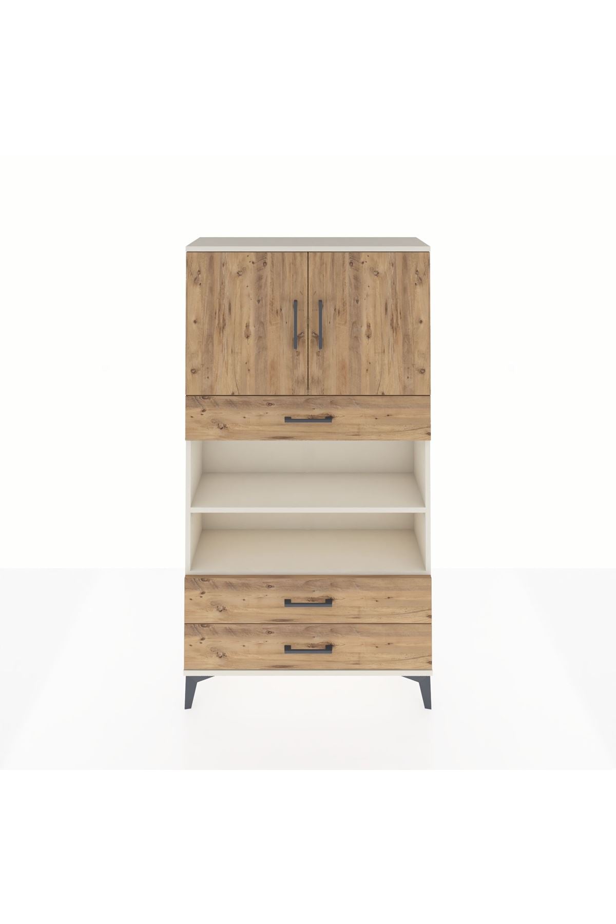 Arges Dolap 4 Raflı 3 Çekmeceli 2 Kapaklı 88x30x163 - S21M093V3A