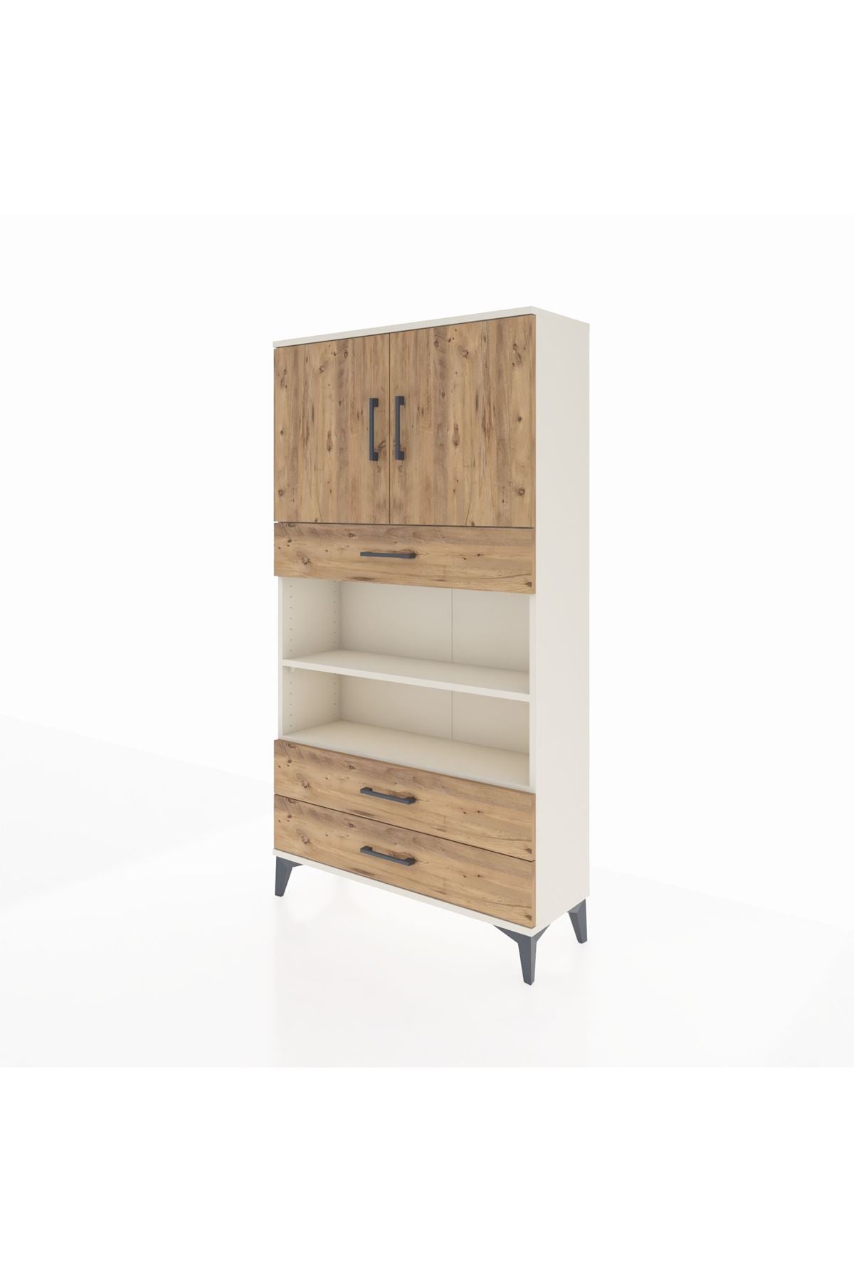 Arges Dolap 4 Raflı 3 Çekmeceli 2 Kapaklı 88x30x163 - S21M093V3A