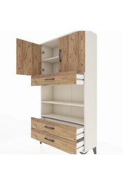 Arges Dolap 4 Raflı 3 Çekmeceli 2 Kapaklı 88x30x163 - S21M093V3A